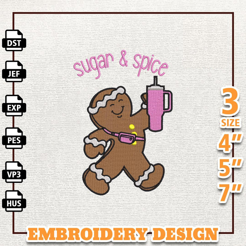 Pink Christmas Bougie Embroidery File, Retro Pink Christmas Gingerbread Embroidery Design, Instant Download.jpg