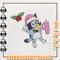Pink Christmas Coffee Embroidery File, Christmas Pink Blue Dog Embroidery Machine Design, Instant Download.jpg