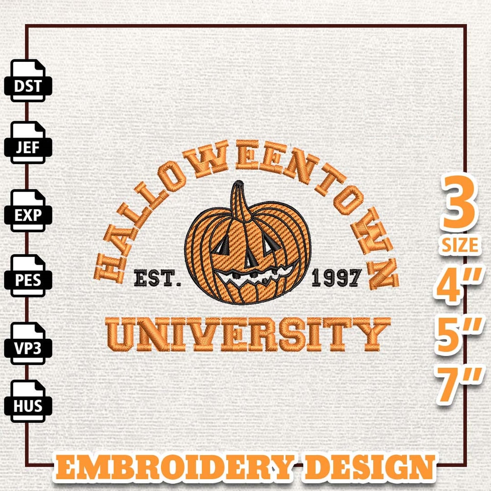 Pumpkin Halloween Embroidery Design, Halloween Town Embroidery Design, Scary Pumpkin Embroidery Machine Design, Instan.jpg