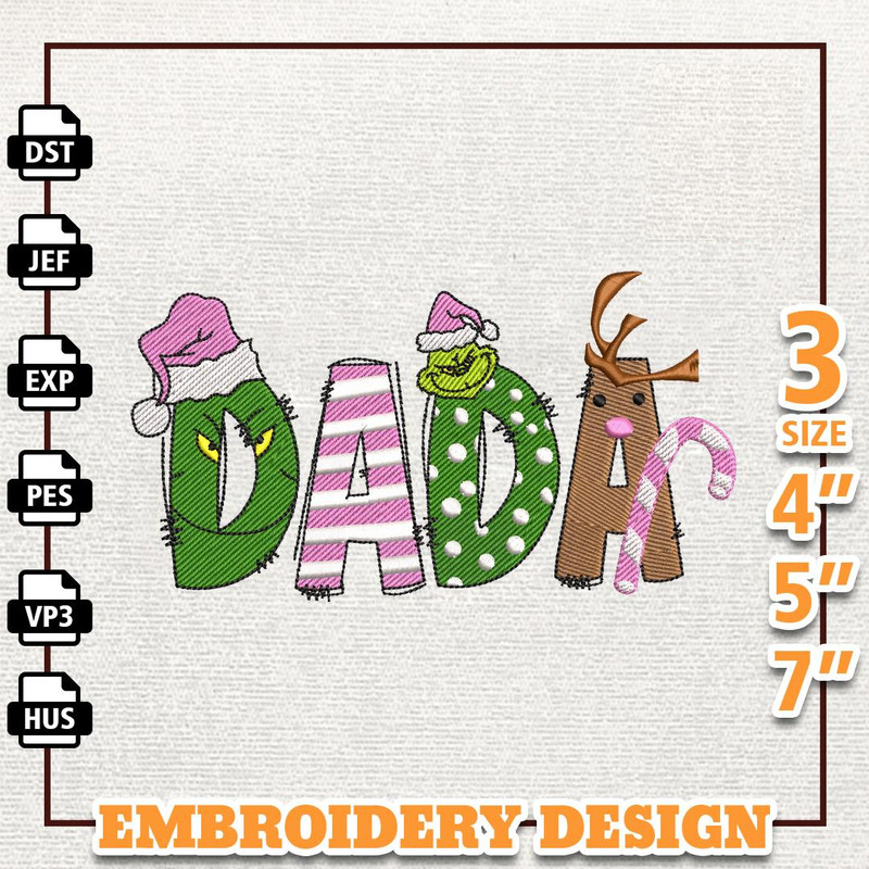 Retro Pink Christmas Vibes Embroidery Design, Christmas Dada Embroidery Machine Design, Instant Download.jpg