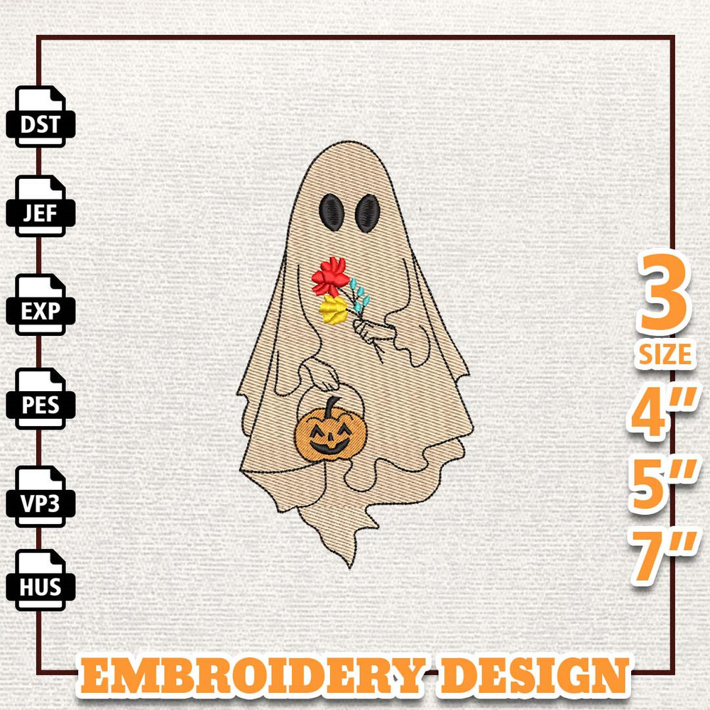 Retro Spooky Embroidery Design, Floral Spooky Embroidery Machine Design, Spooky Halloween Craft Embroidery File, Instant.jpg
