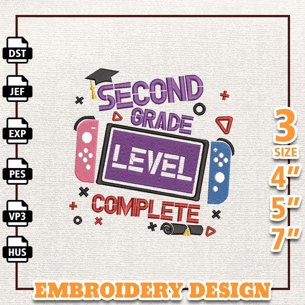 Second Grade Level Complete Embroidery Design, Back To School Embroidery Design, School Life Embroidery File, School Emb.jpg