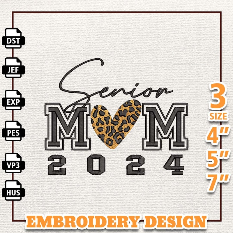 Senior Mom 2024 Embroidery Design, Back To School Embroidery Design, High School Embroidery File, Retro School Life Embr.jpg