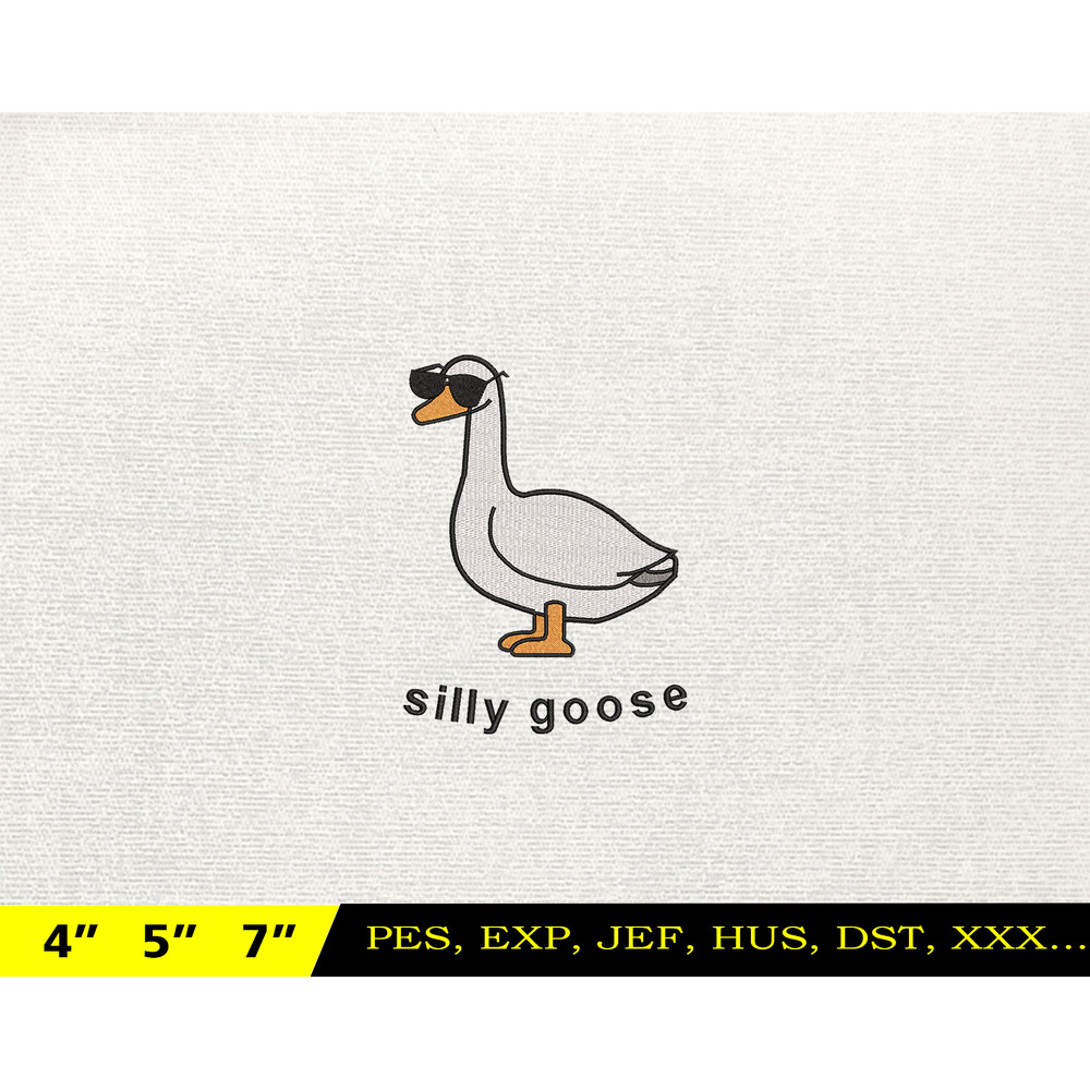 Silly Goose Embroidery Design, Animal Embroidery Design, Silly Goose Design, Goose Goose Silly, Instant Download, 1.jpg