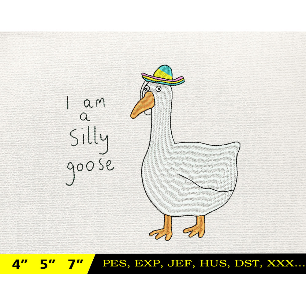 Silly Goose Embroidery Design, Animal Embroidery Design, Silly Goose Design, Goose Goose Silly, Instant Download, 13.jpg