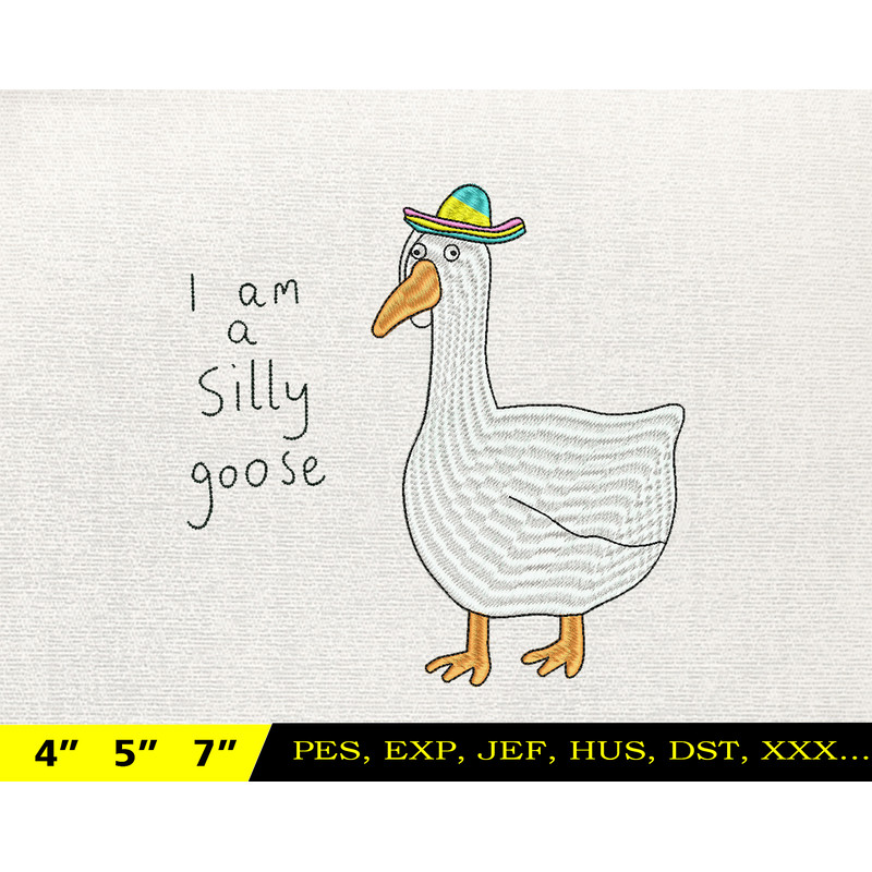 Silly Goose Embroidery Design, Animal Embroidery Design, Silly Goose Design, Goose Goose Silly, Instant Download, 13.jpg