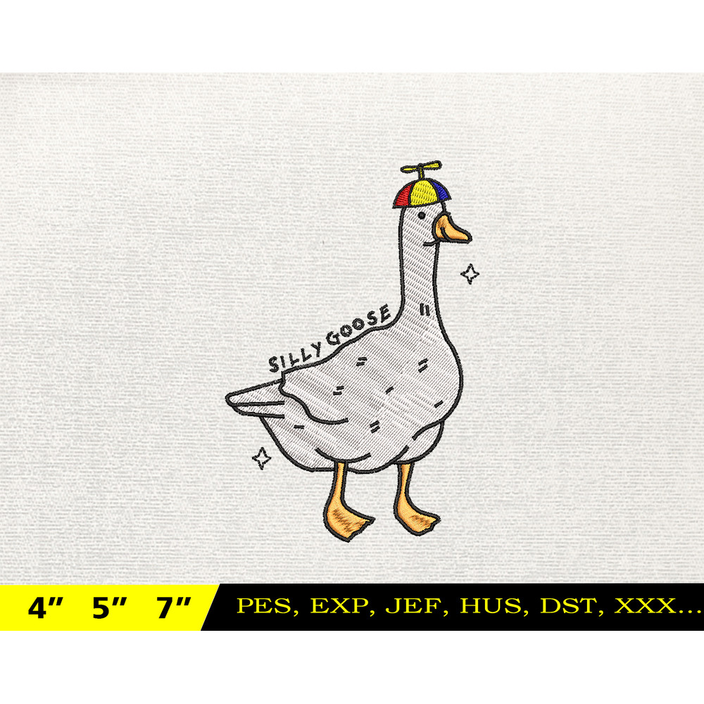 Silly Goose Embroidery Design, Animal Embroidery Design, Silly Goose Design, Goose Goose Silly, Instant Download, 15.jpg
