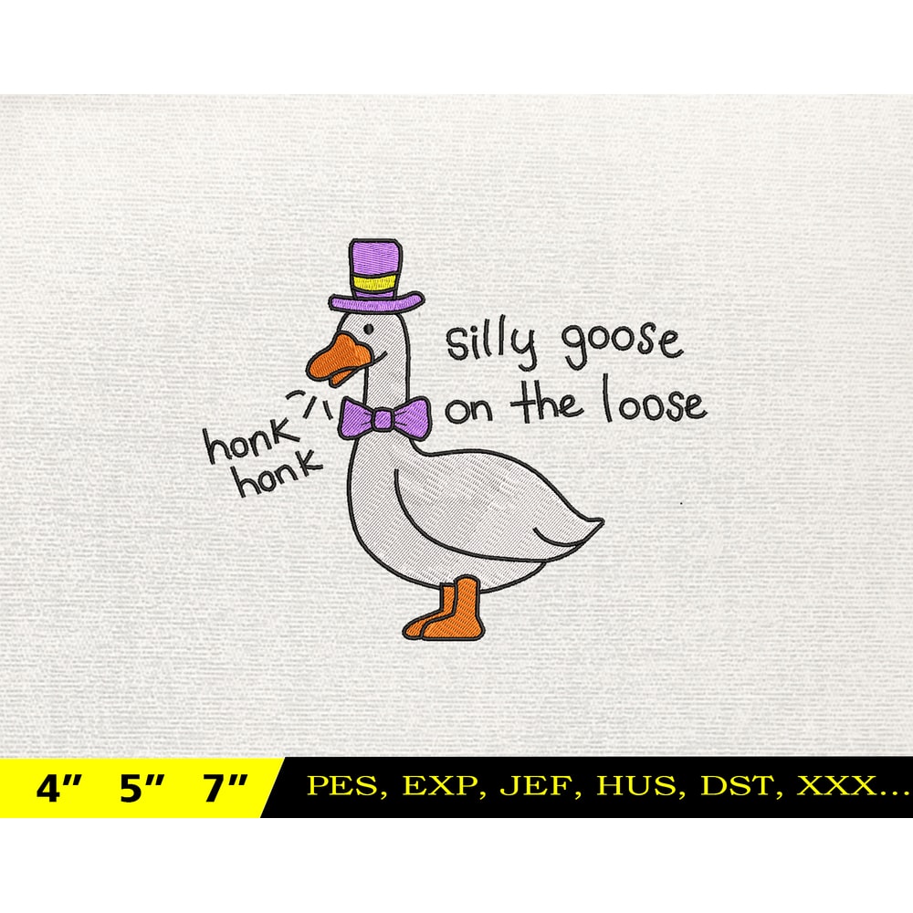 Silly Goose Embroidery Design, Animal Embroidery Design, Silly Goose Design, Goose Goose Silly, Instant Download, 25.jpg