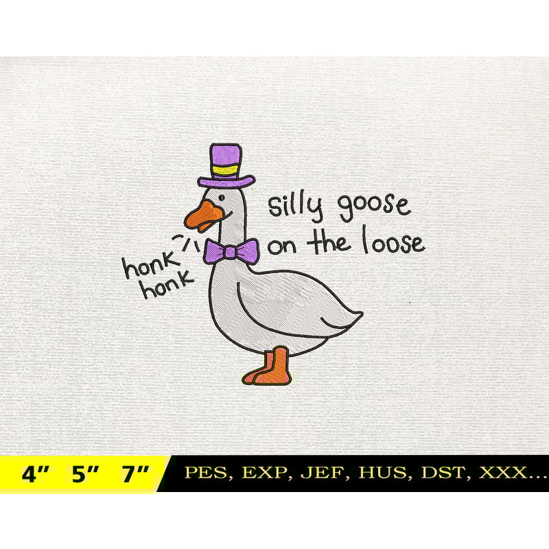 Silly Goose Embroidery Design, Animal Embroidery Design, Silly Goose Design, Goose Goose Silly, Instant Download, 25.jpg