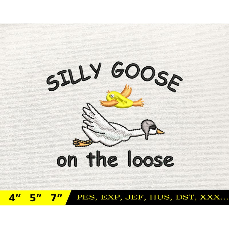 Silly Goose Embroidery Design, Animal Embroidery Design, Silly Goose Design, Goose Goose Silly, Instant Download, 30.jpg