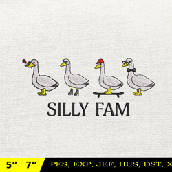 silly goose embroidery design, animal embroidery design, silly goose design, goose goose silly, instant download, 4