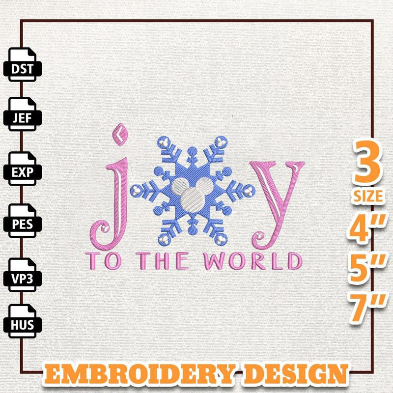 Snowflakes Cartoon Movie Embroidery File, Joy To The World Embroidery Machine Design, Instant Download.jpg