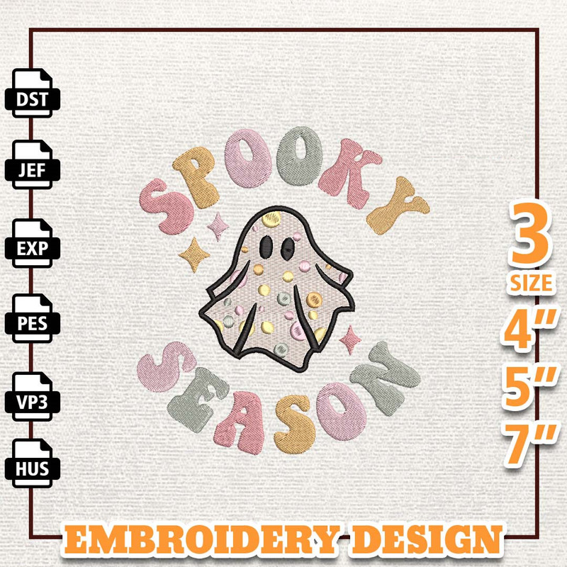 Spooky Season Halloween, Hello Spooky Embroidery Design, Ghost Halloween Embroidery Machine Design, Retro Halloween, In.jpg