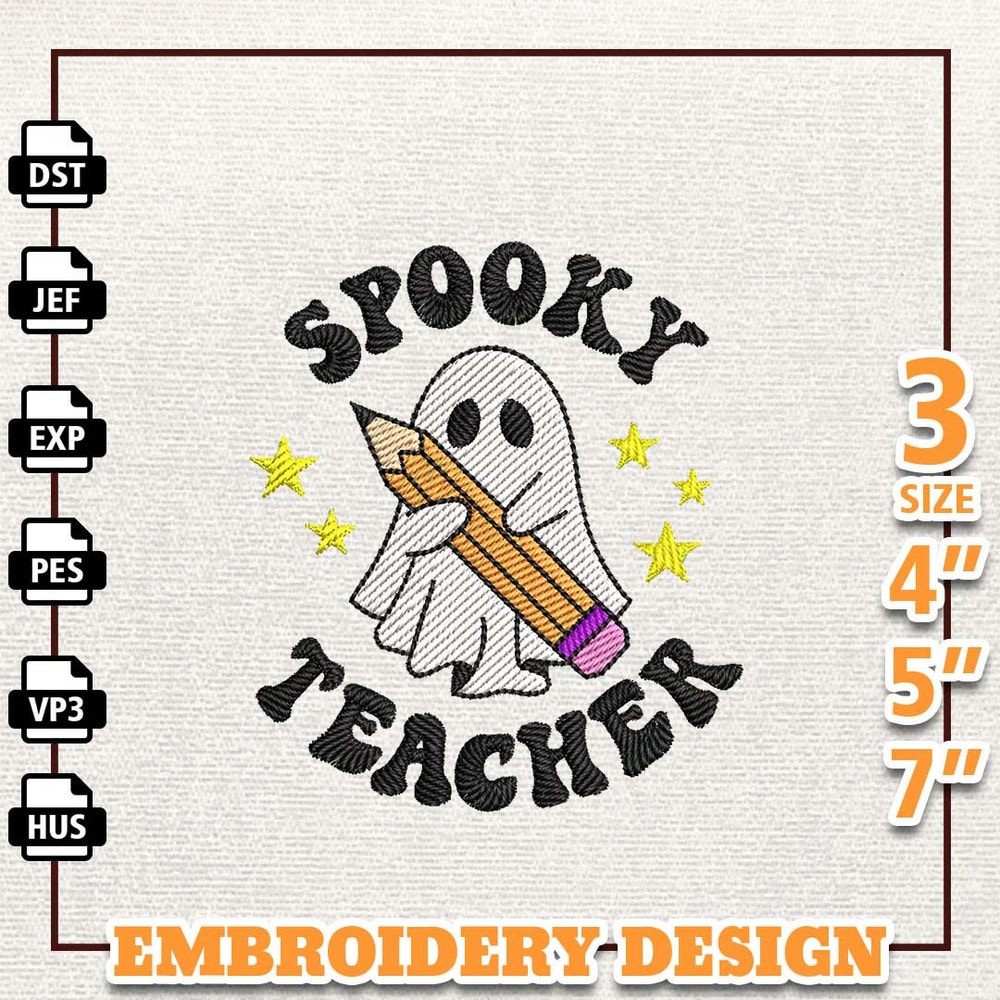 Spooky Teacher Embroidery Machine File, Halloween Spooky Embroidery File, Instant Download, Spooky Vibes Embroidery Desi.jpg