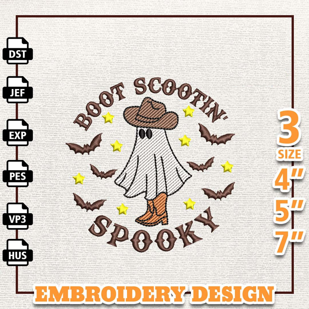 Spooky Vibes Embroidery Design, Howdy Spooky Embroidery File, Spooky Halloween Embroiery Design, Instant Download.jpg