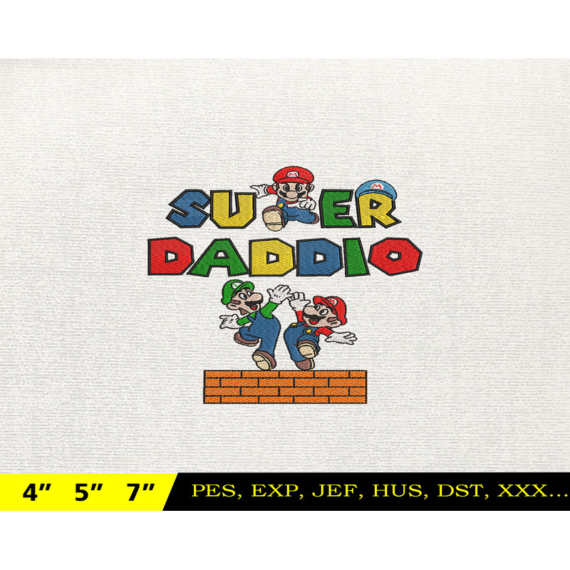 SuperDaddio Mario Embroidery Design, Father's Day Embroidery Design, Happy Father Day Embroidery File, Instant Download 3.jpg