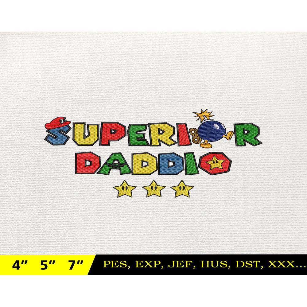 SuperDaddio Mario Embroidery Design, Father's Day Embroidery Design, Happy Father Day Embroidery File, Instant Download 5.jpg