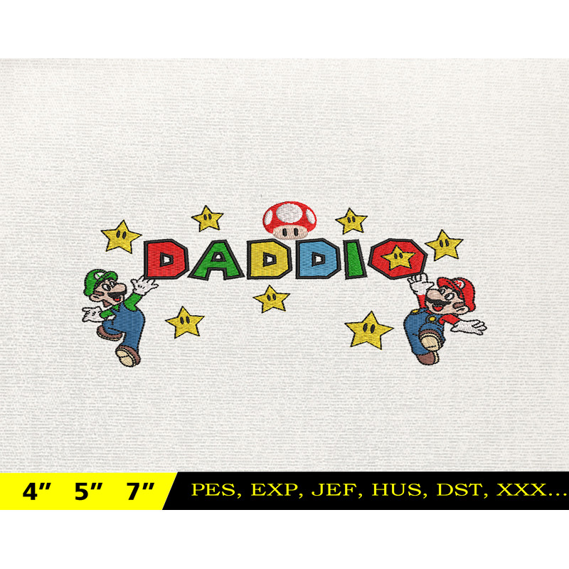 SuperDaddio Mario Embroidery Design, Father's Day Embroidery Design, Happy Father Day Embroidery File, Instant Download 8.jpg