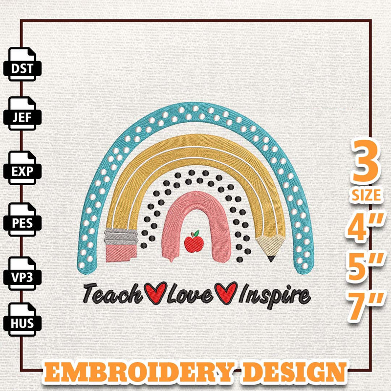 Teach Love Inspire Embroidery Design, Back To School Embroidery Design, Best Teacher Embroidery File, School Life Embroi.jpg