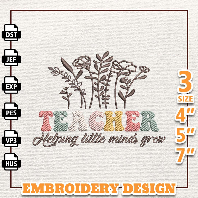 Teacher Helping Grow Embroidery Design, Back To School Embroidery Design, Teacher Quotes Embroidery File, Teacher Day Em.jpg