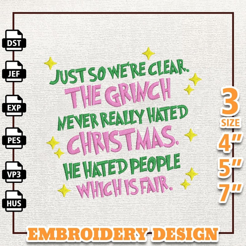 The Greench Never Really Hated Christmas Embroidery Design, Christmas Green Monster Embroidery Design, Happy Greenchmas.jpg