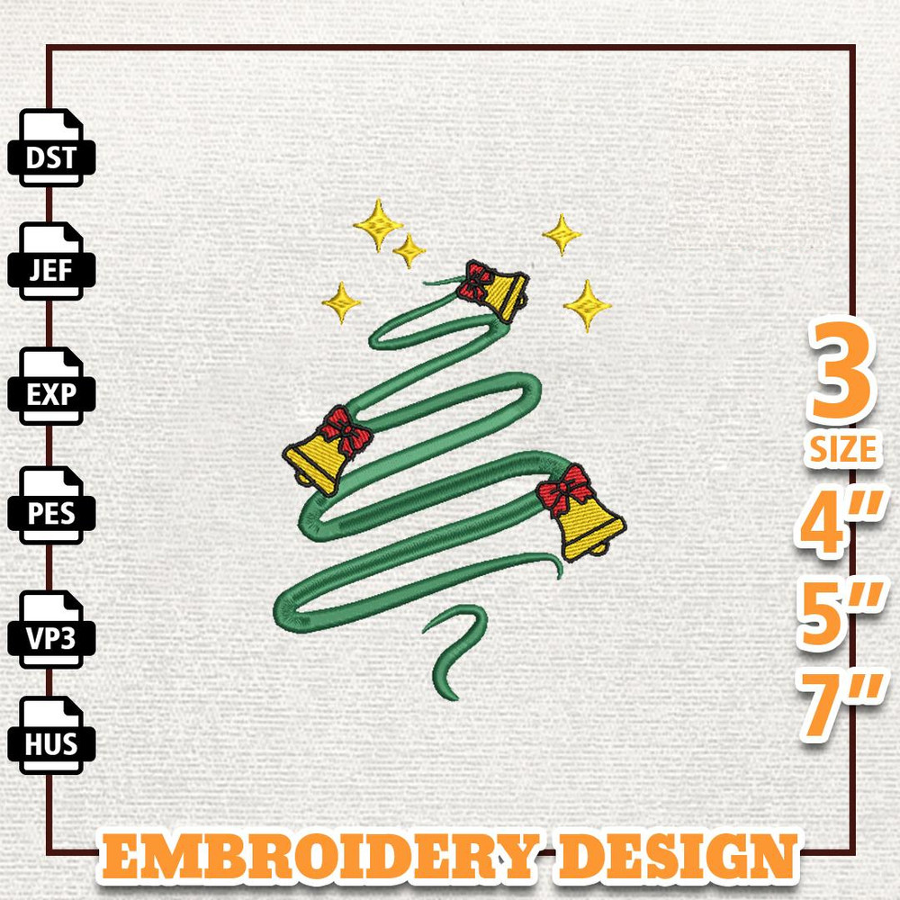 Vintage Christmas Tree Embroidery Machine Design, Merry Xmas Embroidery Machine Design, Instant Download.jpg