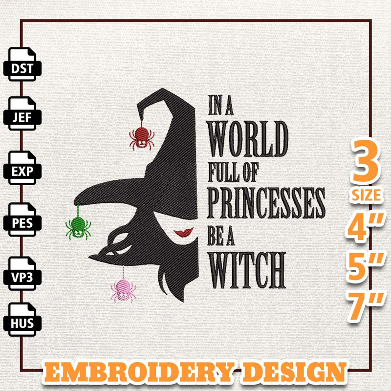 Witches Halloween Embroidery, Instant Download, Be A Witch Embroidery Machine Design, Horror Witch Embroidery File.jpg