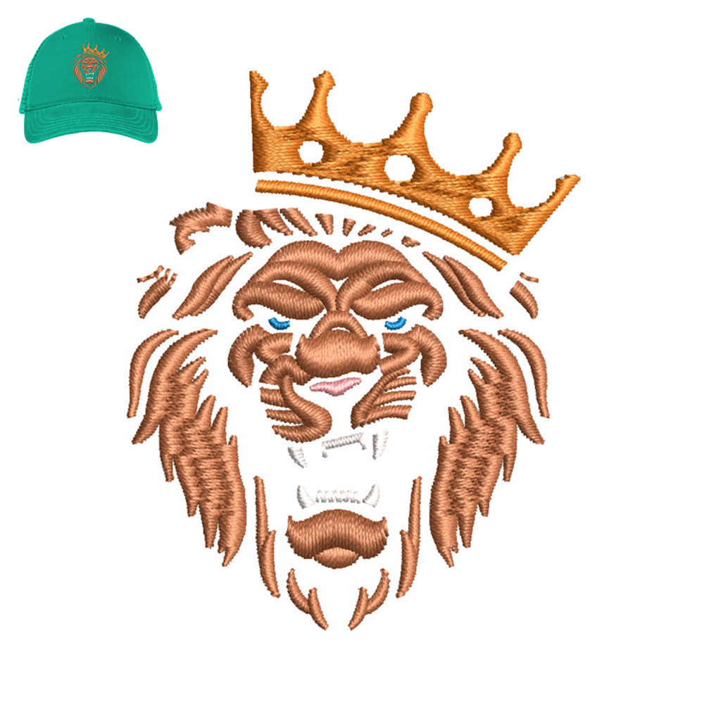 Angry King Lion Embroidery logo for Cap..jpg