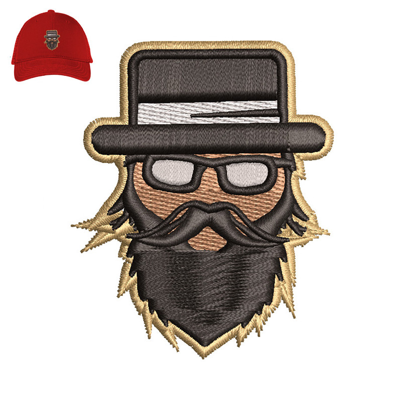 Barder Hipster man Embroidery logo for Cap ..jpg