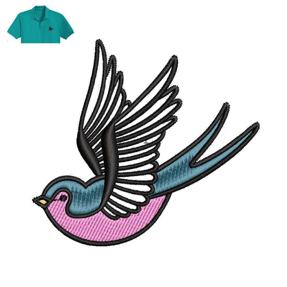 Barn Swallow Bird Embroidery logo for Polo Shirt..jpg