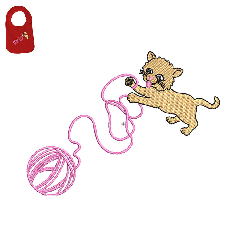Cat Wood Embroidery logo for Baby Bib ..jpg