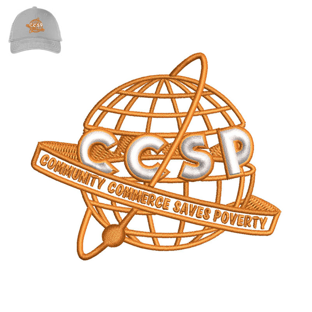 Community Commerce Saves Poverty 3d Puff Embroidery logo for Cap..jpg