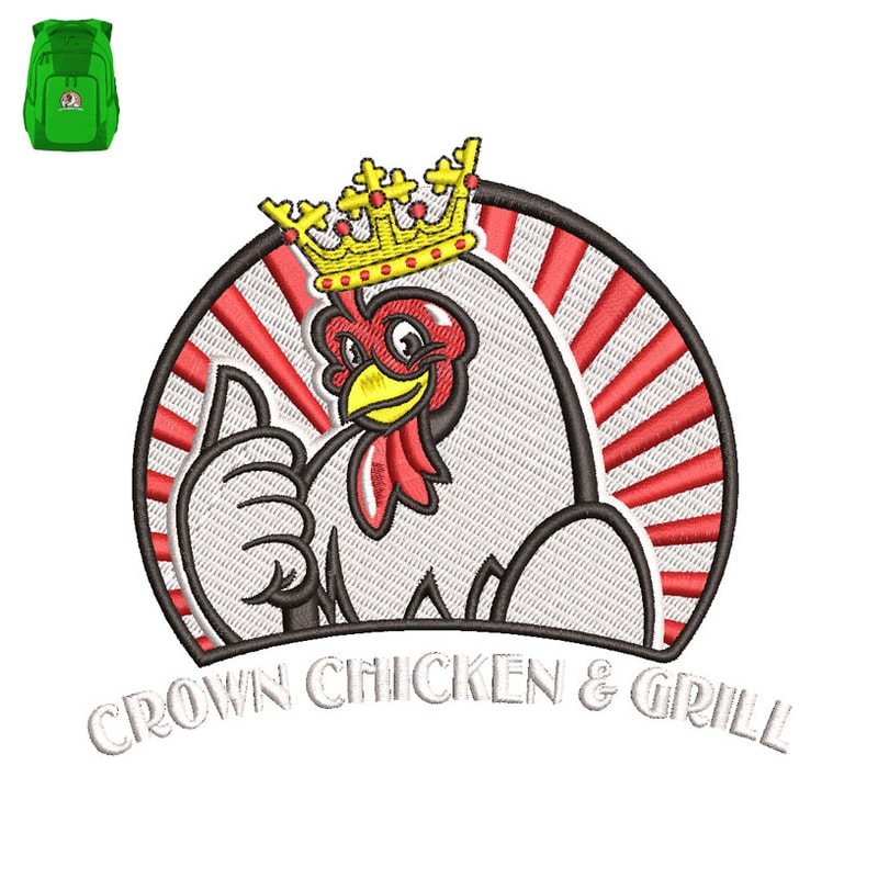 Crown Chicken Embroidery logo for Bag..jpg