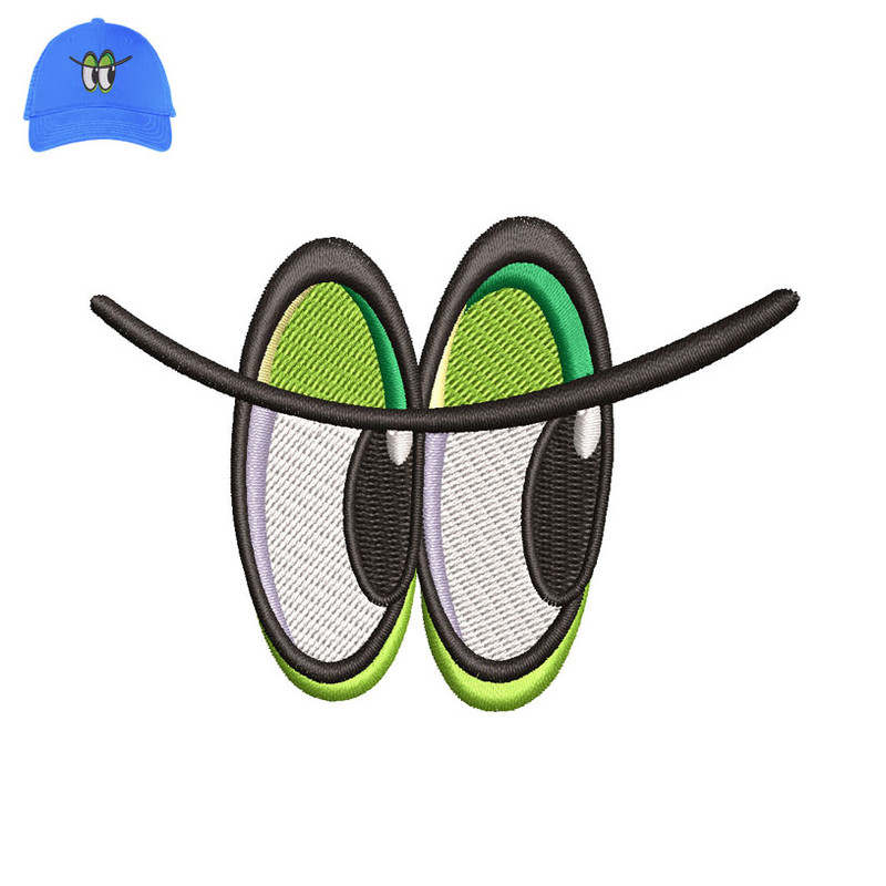 Eyes Blue Robot Embroidery logo for Cap..jpg