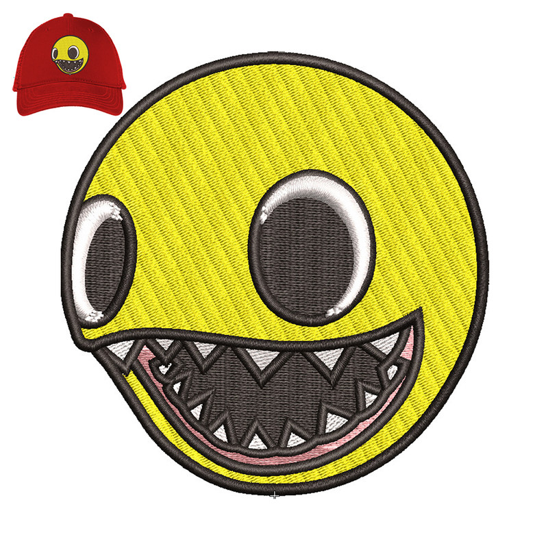 Happy Smiley 3d puff Embroidery logo for Cap..jpg