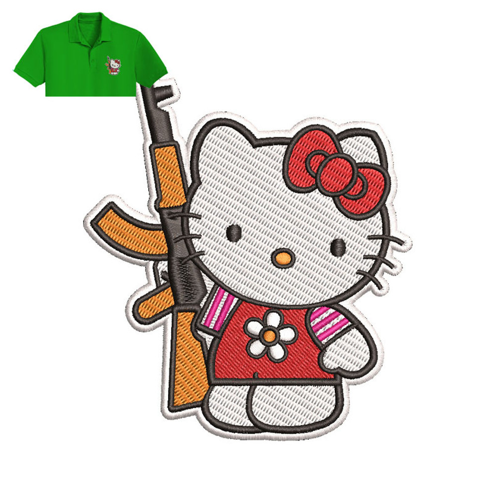 Hello Kitty Gun Embroidery logo for Polo Shirt..jpg