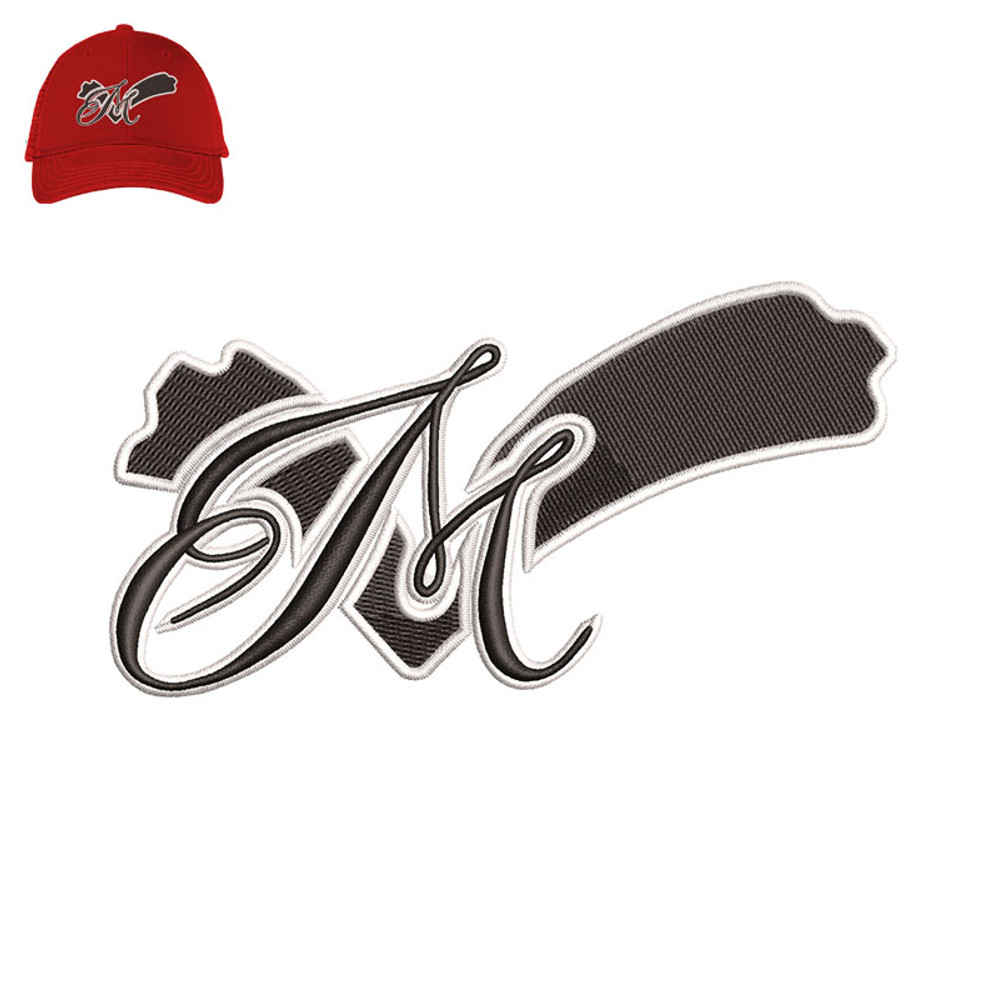 Monogram M 3d puff Embroidery logo for Cap..jpg