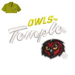 Owls Temple Embroidery logo for Polo Shirt ,logo Embroidery, Embroidery design, logo Nike Embroidery