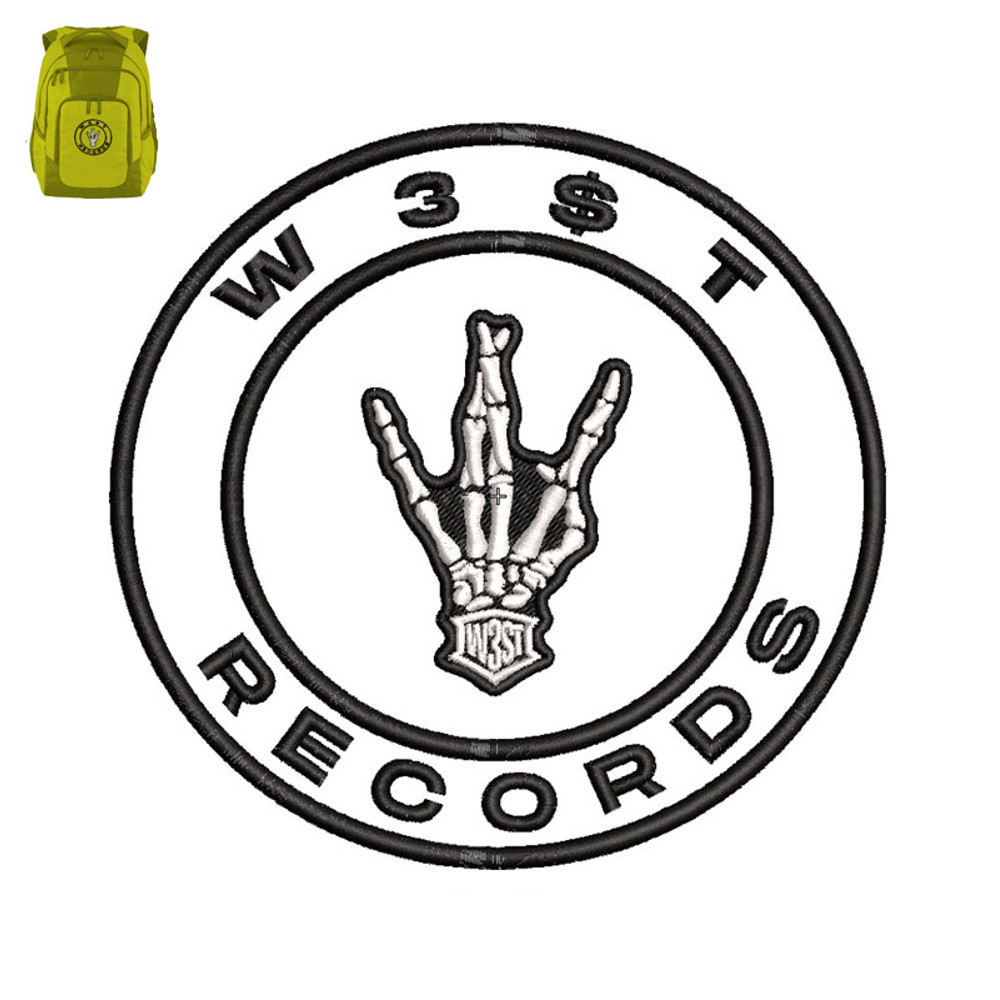 Records Skull hand Embroidery logo for Bag..jpg