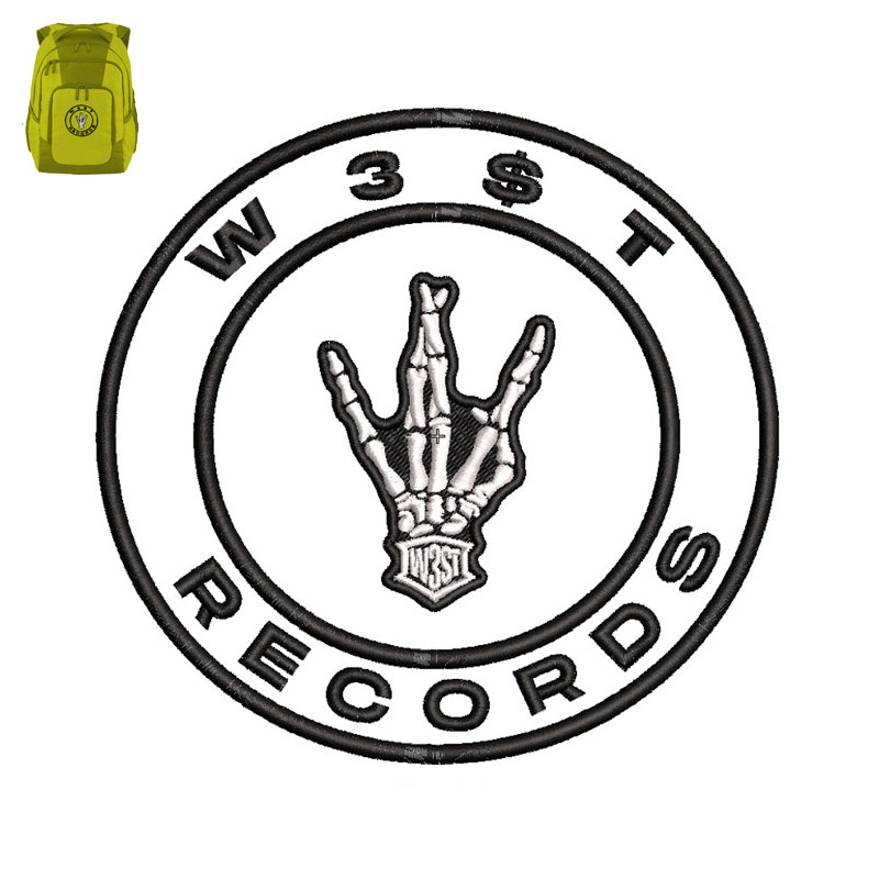 Records Skull hand Embroidery logo for Bag..jpg