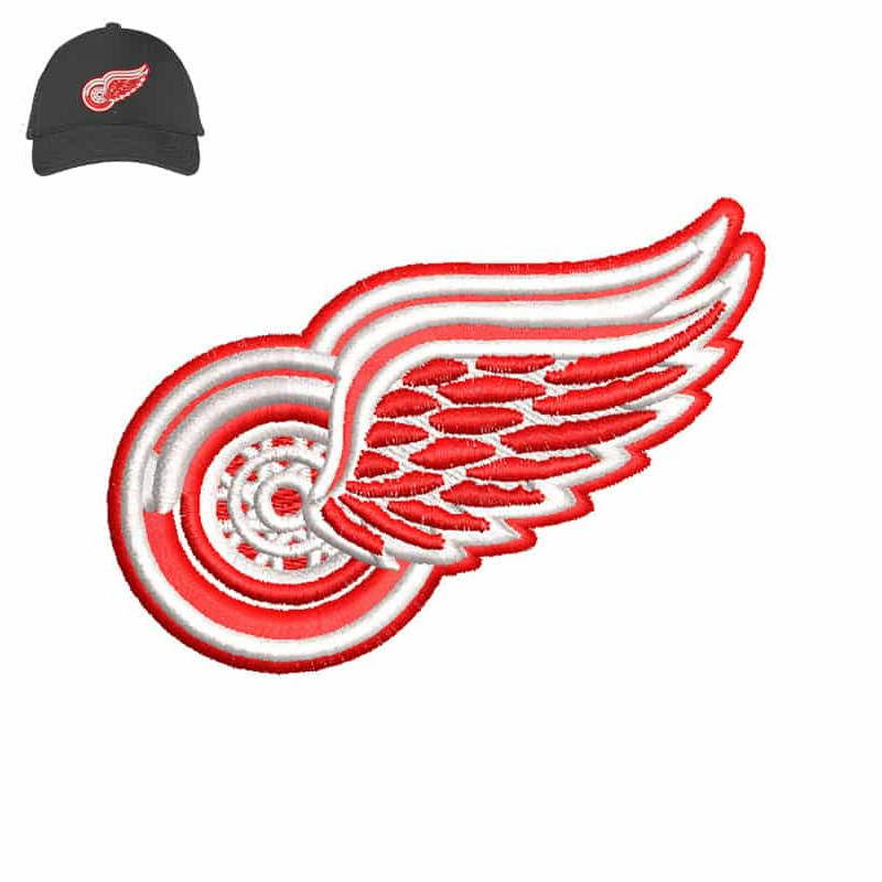 Red Wings 3d puff Embroidery logo for Cap..jpg