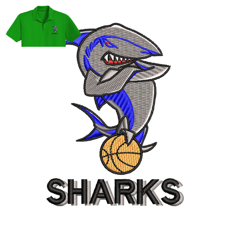 Sharks Fish Embroidery logo for Polo Shirt..jpg