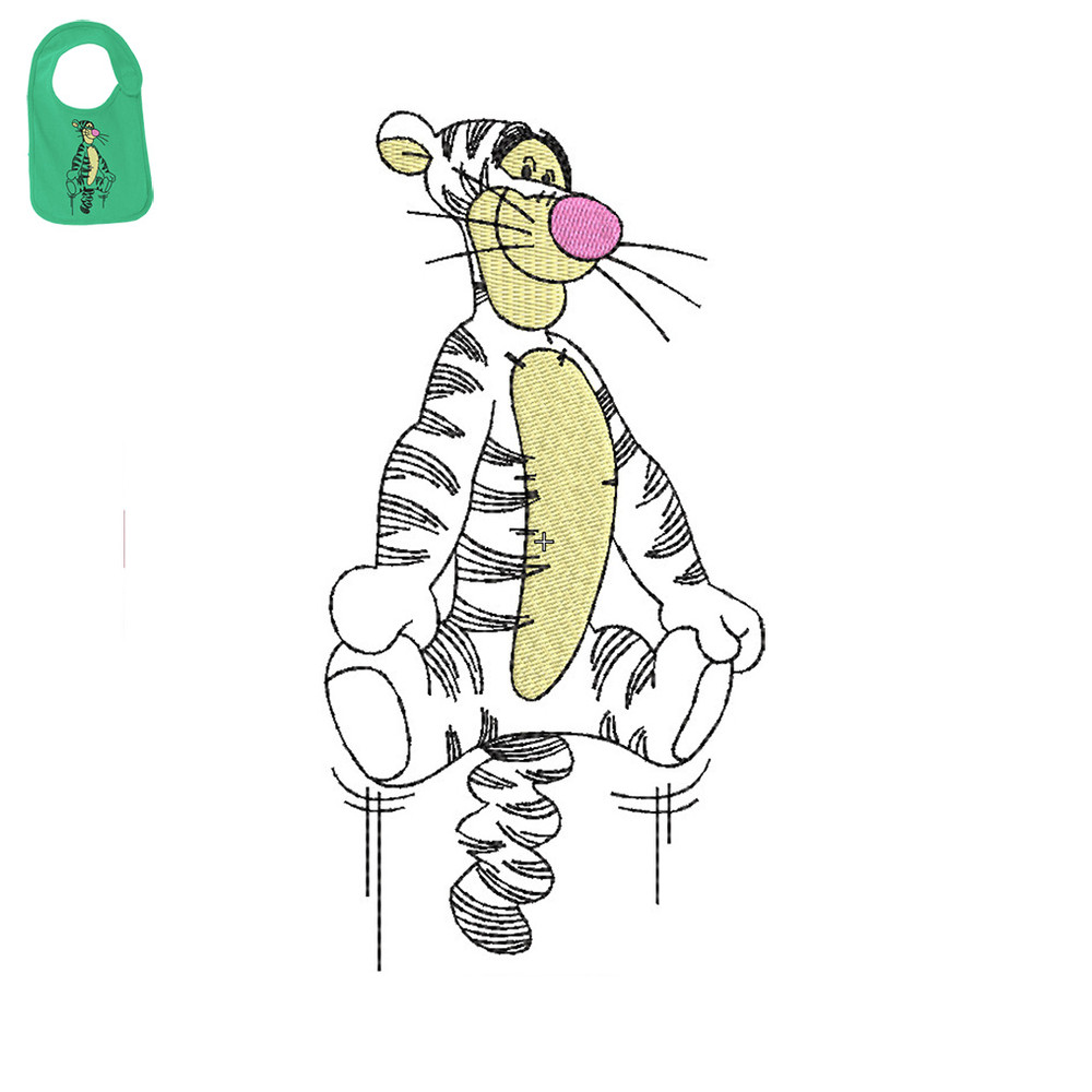 Tiger Catton Embroidery Logo For Baby Bib..jpg