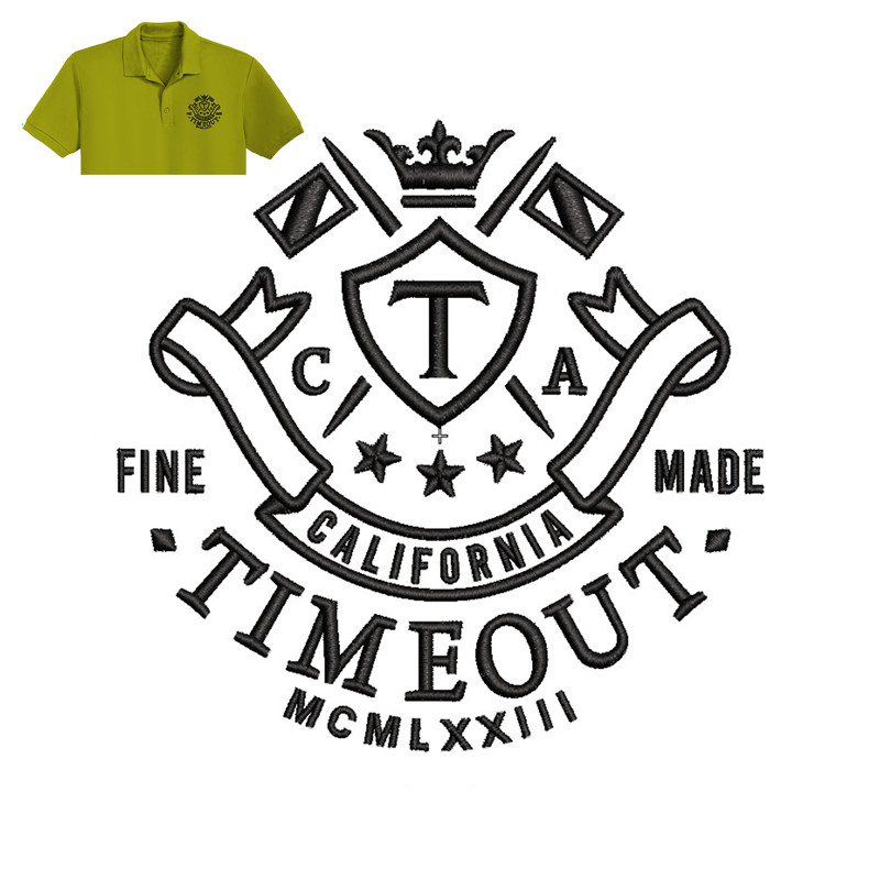 Timeout California Embroidery logo for Polo Shirt..jpg