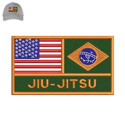 USA America Brazil Jiu Jitsu Flag Embroidery logo for Cap,logo Embroidery, Embroidery design, logo Nike Embroidery