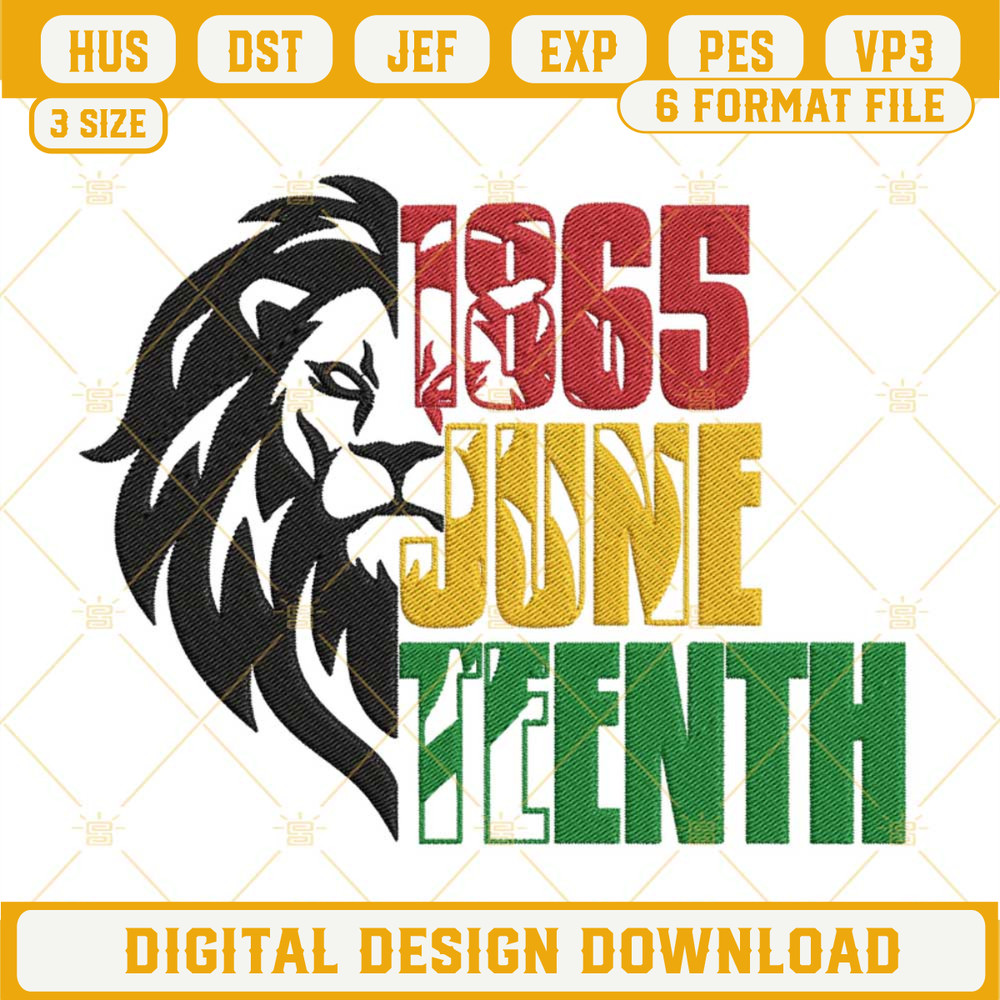 1865 Juneteenth Lion Embroidery Designs, African American Embroidery Files.jpg