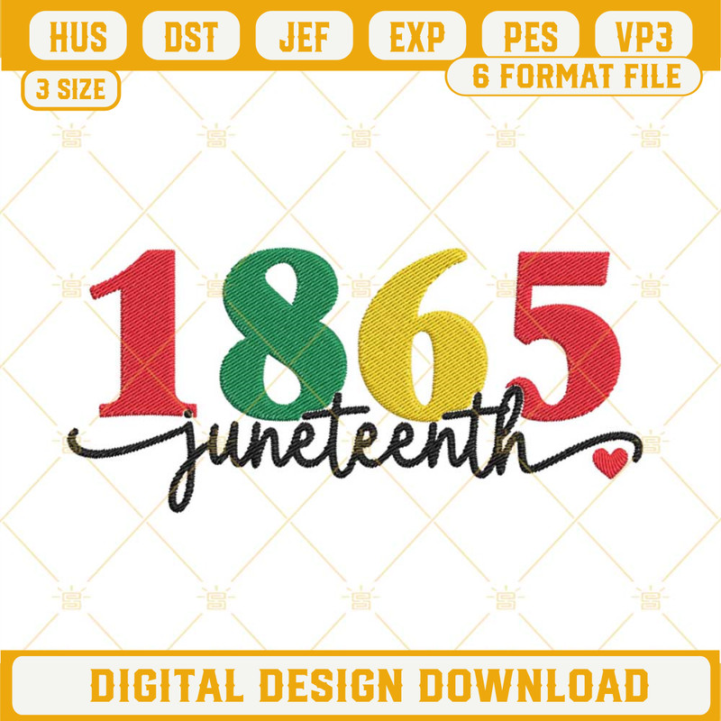 1865 Juneteenth Machine Embroidery Design, Black History Embroidery Files.jpg