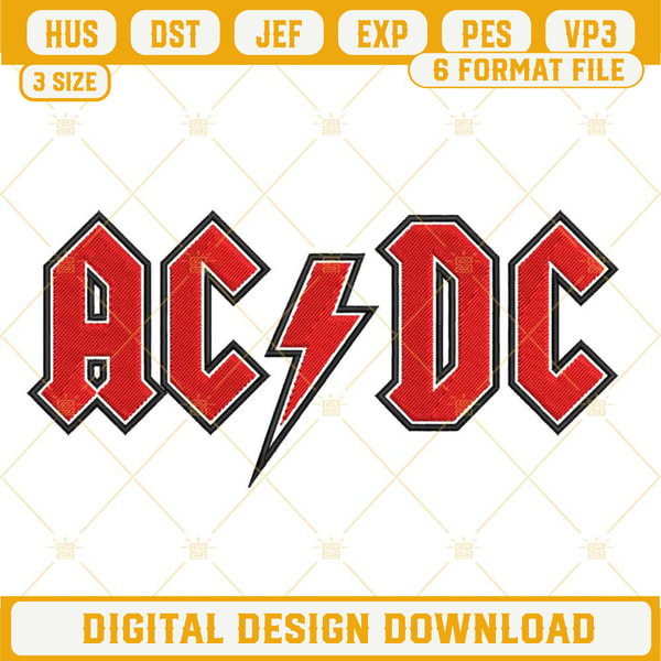 ACDC Logo Embroidery Designs, ACDC Embroidery Design File | Inspire Uplift