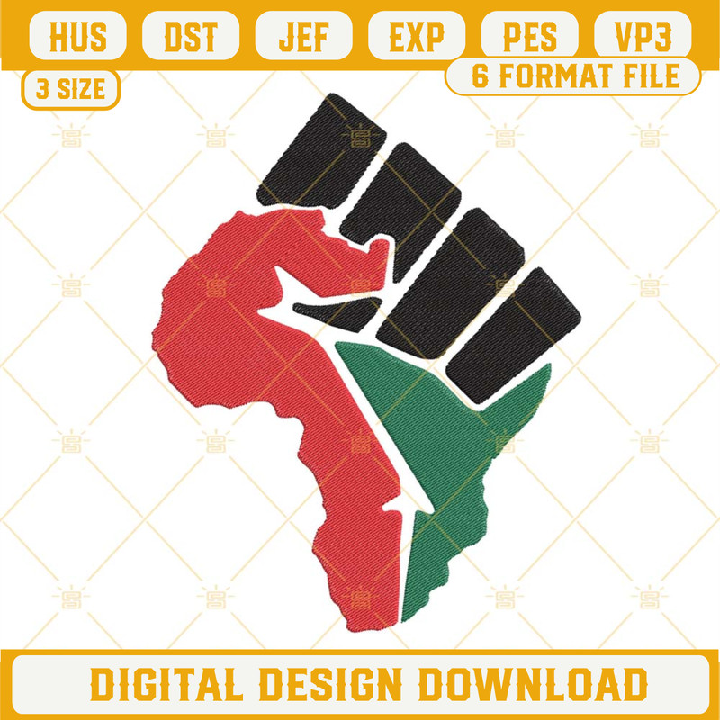 African Power Fist Embroidery Files, Africa Map Embroidery Designs.jpg