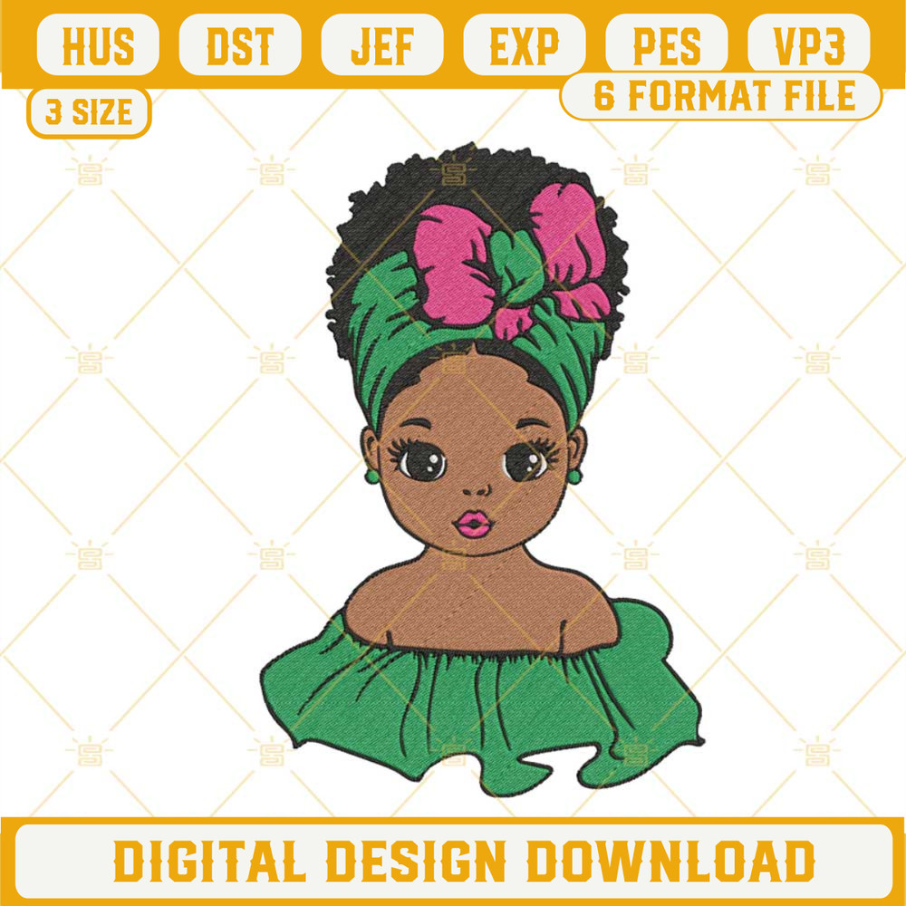 Afro Girl Embroidery Design, Juneteenth Day Embroidery File.jpg